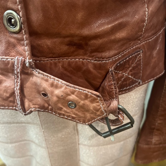 Vintage LULU BRAVO Leather Motorcycle Jacket Brown Vtg - Picture 4 of 11